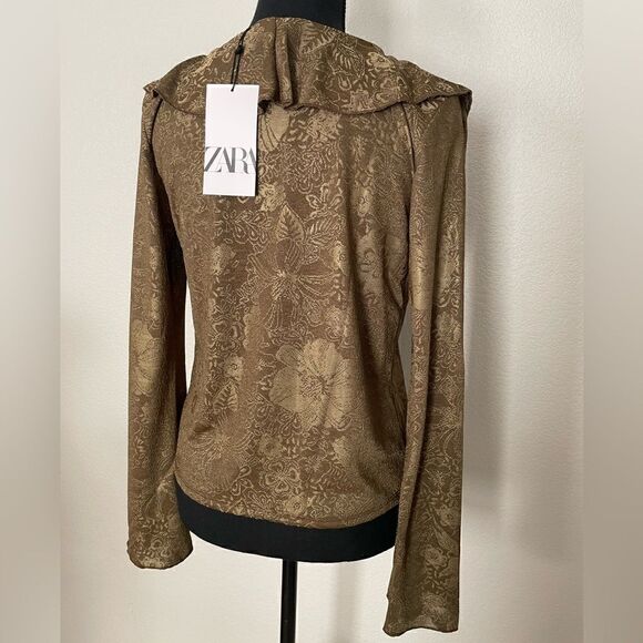 NWT Zara Jacquard Ruffle Top and Wide Leg Pants Set - Picture 13 of 15